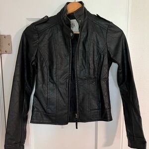 JACK vegan leather bomber black quilted detail jacket